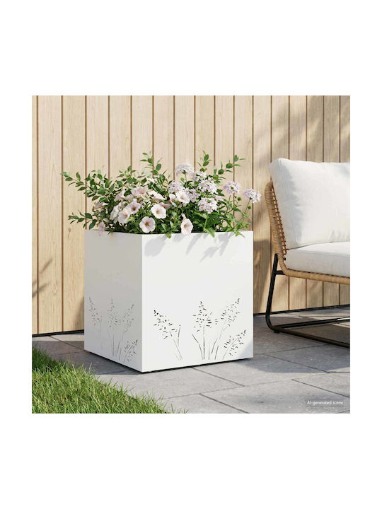 vidaXL Metallic White Flower Pot 50x50x49cm