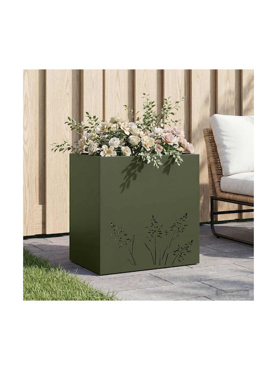 vidaXL Metallic Flower Pot Olive Green 50x30x49cm