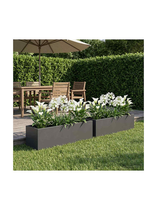 vidaXL Set of 2 Metallic Anthracite Flower Pots