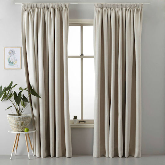 Saray Home Κουρτίνα με Τρέσα Μπεζ-κρεμ 140x280εκ.