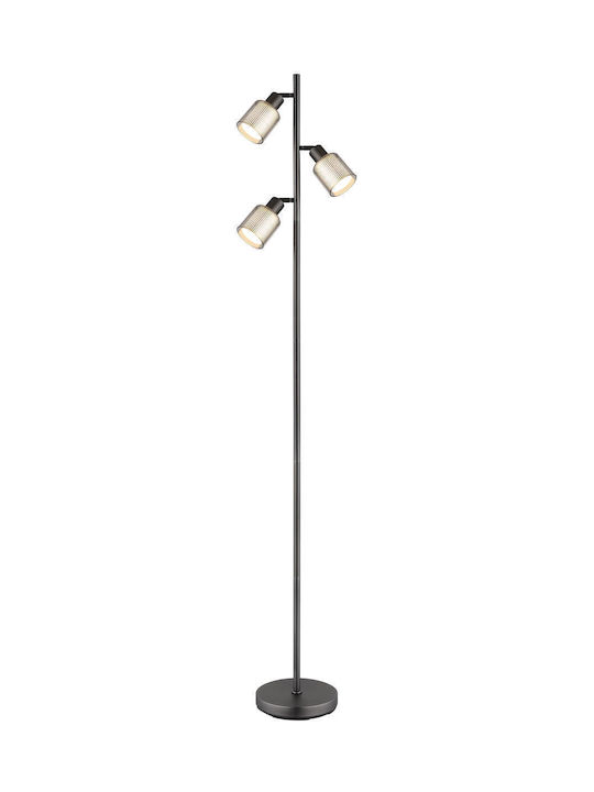 Globo Lighting Floor Lamp Height 161cm with Lamp Bulb Base E14 Grey
