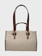 Set Leather Women's Shopper Shoulder Bag Beige