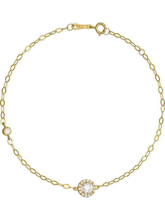 Women's Rosette Bracelet in 14K Gold with Zircon