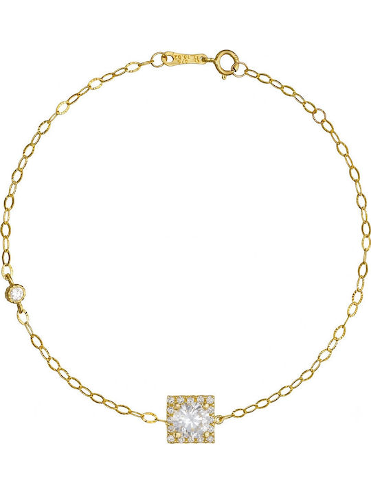 Women's Rosette Bracelet in 14K Gold with Zircon