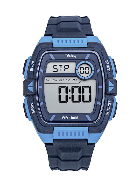 Tekday Digital Men's Watch 43mm Battery with Black Rubber Strap