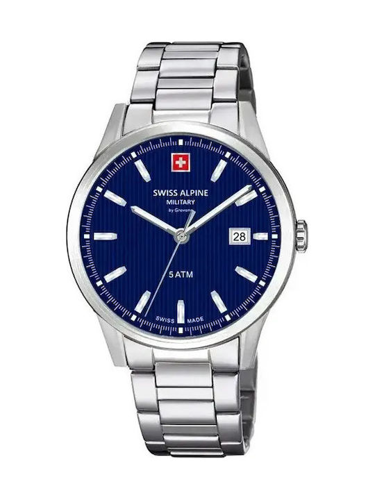 Swiss Alpine Military by Grovana Мъжки Часовник 41mm На Батерия със Сребриста Метална Гривна
