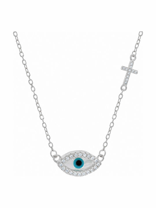 Ioannis Kosmima Necklace Eye Made of Silver with Zircon