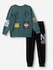 Kids Sweatpants Set Green 2 Pieces
