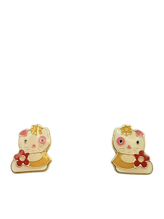 Kontopoulos Kitty Kids Earrings Gold 9K Studs