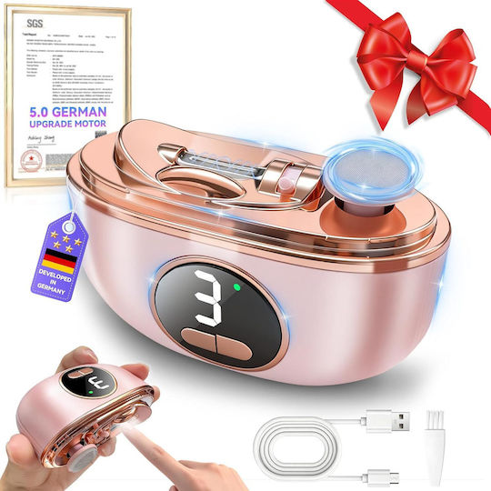Electric Nail Scissors Nail File 3 In 1 Smart Nail Scissors Rechargeable Automatic Nail Scissors Adjustable Speeds 3 Smart Functions & Double Blade Safe Nail Scissors Polishing Led Light & Dust Storage Quiet & Gentle
