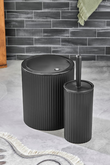 SteweHome Пластмасов Комплект Пингал и Кошничка за Баня 6.25л Сив