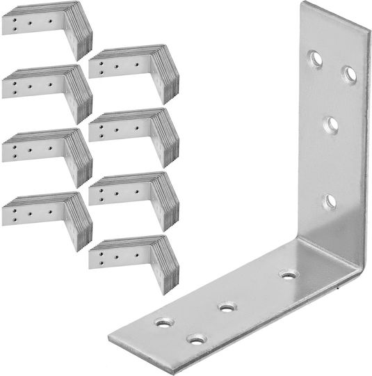 Kotarbau Ъглов Рафтов Тежкотоварен от Неръждаема Стомана в Сив Цвят 60x60mm 100 Бройки