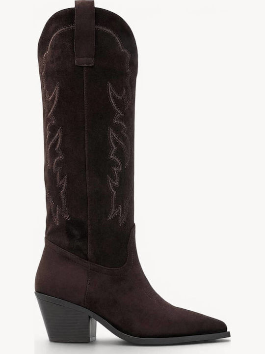 Brown Women's Cowboy Boots Side Zipper
