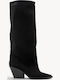Schwarze Damenstiefel Mit Spitz Zehen Und Dickem Absatz