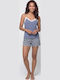 Sorrisino Summer Women's Pyjama Set Cotton Light Blue