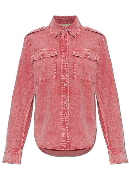 Long Sleeve Women's Denim Shirt Blackberry