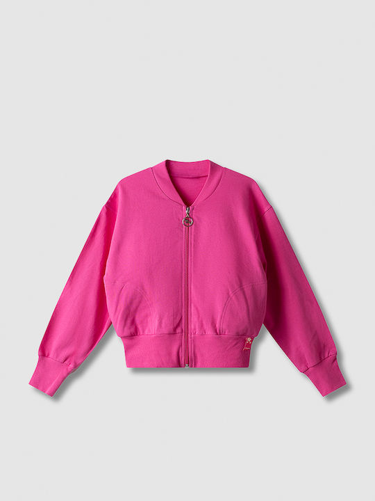 Kids Sweatshirt Cardigan Magenta