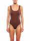 Damen-Bodysuit Feminin Breite Träger Braun 1115kaf