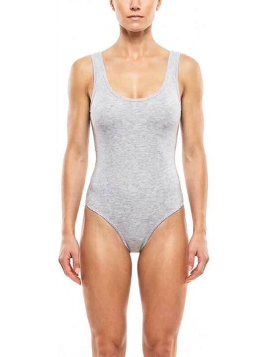 Damen-Bodysuit Feminin Breite Träger Grau 1115gk