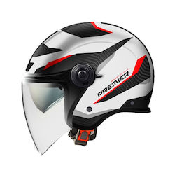 Premier City Fly Evo White/Black/Red Motorcycle Helmet Jet ECE 22.06 1400gr