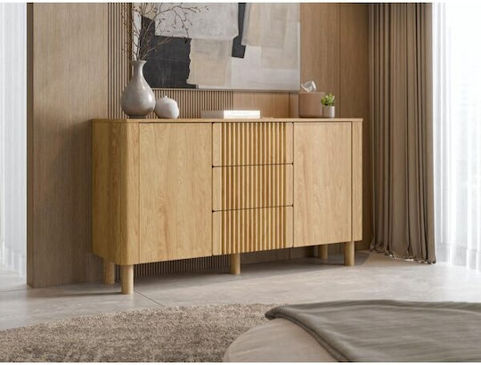 Μπουφές Houston 2168 Ξύλινος με Συρτάρια Hickory Δρυς 150x40x85cm