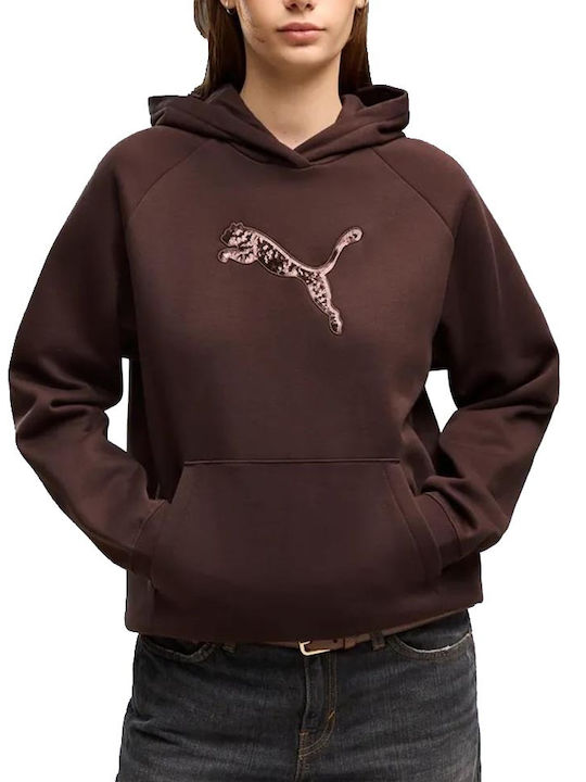 PUMA Women's Hoodie Fleece Sweatshirt in Brown