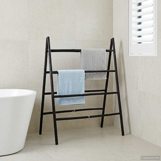vidaXL Bathroom Ladder Double Wall-Mounted 90x50cm Black