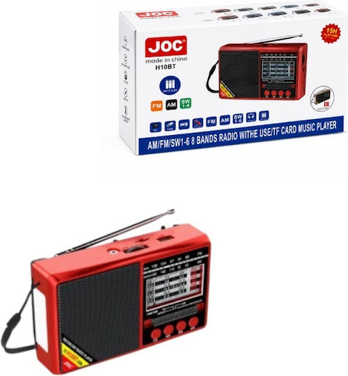 Joc H10BT Portable Battery Radio with USB Red