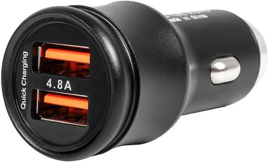 GloboStar Handy-Autoladegerät 12W 2.4A mit 2xUSB Schwarz Farbe