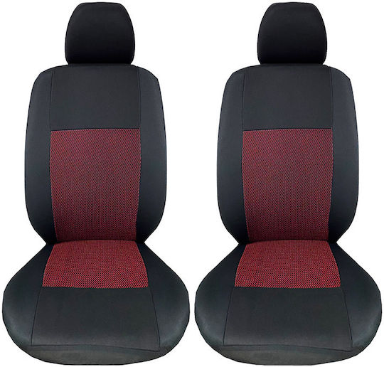 Front Seat Covers Fabric Prime Black-Red Pair 6 Pieces 11702 Universal 0012602