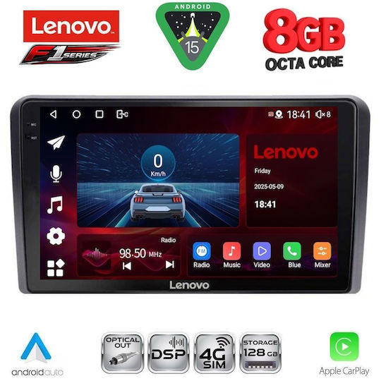 Lenovo Ηχοσύστημα Αυτοκινήτου για Fiat Panda 2003-2012 (Bluetooth/USB/WiFi/GPS/Apple-Carplay/Android-Auto) με Οθόνη Αφής 9"