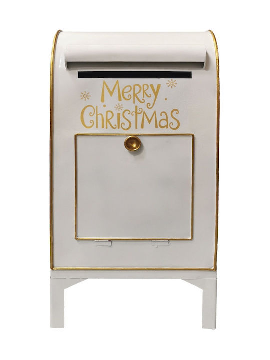 Christmas Metal Mailbox White 25 X 19 X 50 H Cm