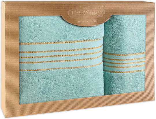 Darymex Handtuch-Set Badetücher 2 Stück Hell Türkis Gewicht 500gr/m²