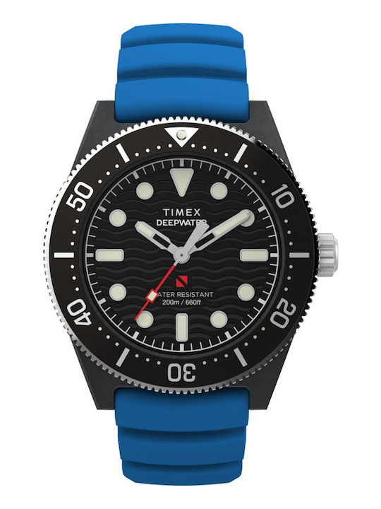 Timex Men's Watch 43mm Battery with Blue Rubber Strap