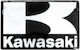 Kawasaki Silver Embossed Sticker 5x3cm
