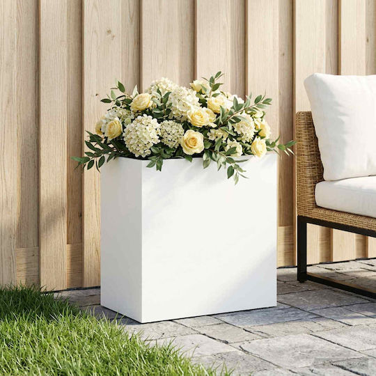 vidaXL Metallischer Weißer Blumentopf 50x30x50cm