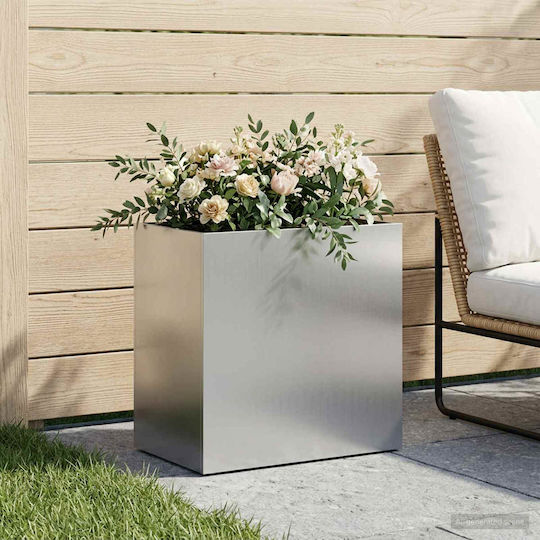 vidaXL Metallischer Silberner Blumentopf 50x30x40cm