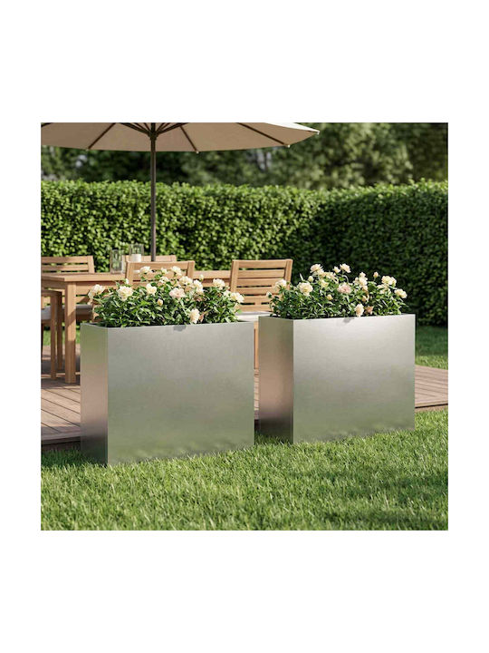 vidaXL Set of 2 Metallic Silver Flower Pots 50x...