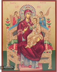 Holy Mary Pantanassa Image Of Aged Gilded Print Wooden 13 X 19 Cm 5.1 X 7.5 In