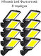 Led Set of 8 Wall Mounted Solar Lights Cold White 6500K with Motion Sensor, Photocell and Remote Control IP65