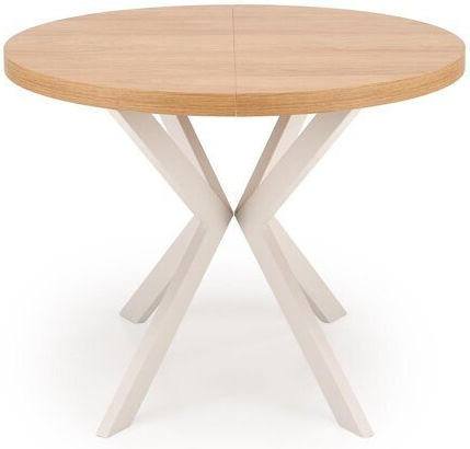 Houston 1495 Round Extendable Wooden Dining Room Table with Metal Frame Kashmir 76x76cm