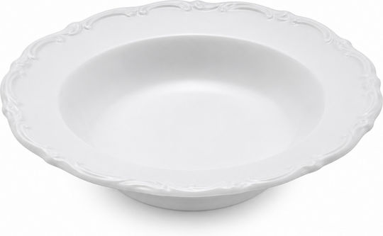 Kutahya Porselen San Marco Pasta Plate Made of White Porcelain 22cm 6 Pieces