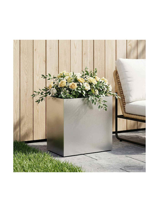 vidaXL Metallischer Blumentopf Silber 50x30x50cm