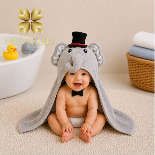 Mia Home Baby-Badetuch mit Kapuze Grau 85x85cm
