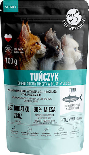 Pet Republic Nasses Katzenfutter mit Thunfisch und Fleisch ohne Gluten 24x100gr