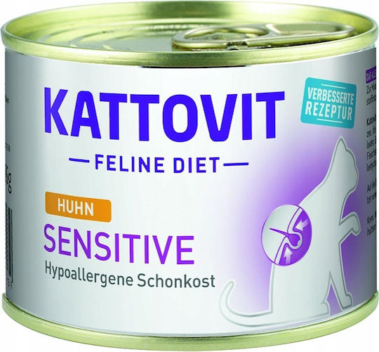 Kattovit Sensitive Υγρή Τροφή για Ενήλικες Γάτες σε Κονσέρβα με Κοτόπουλο 12x185gr