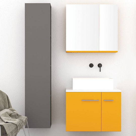 Orabella Solid Surface 70 Bathroom Vanity Unit Without Sink With Mirror L70xD45xH50cm Wood Shades