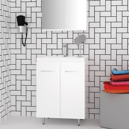 Orabella Navona 61 Long Πάγκος χωρίς Νιπτήρα με Καθρέπτη Μ61xΒ45xΥ70cm Χρωμέ
