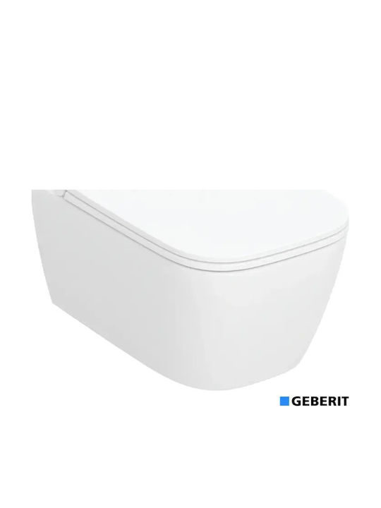 Geberit Smyle Square Wandhängende Toilette mit Schlanke Abdeckung Duroplast Sanftes Schließen Weiße Geberit Smyle Square Wandhängende Toilette mit Schlanke Abdeckung Duroplast Sanftes Schließen Weiße