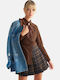 Long Sleeve Women's Shirt Brown Checked